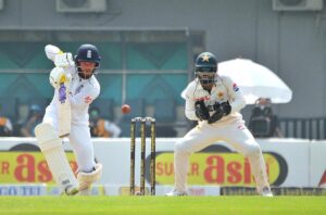 England's batter Joe Root plays a beautiful shot during the third day of the first Test cricket match between Pakistan and England at the Multan Cricket Stadium.