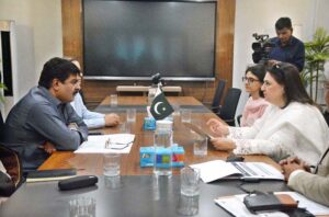 Chairperson of Benazir Income Support Programme (BISP) Senator Rubina Khalid meeting with Sindh Minister for Education and Literacy, Syed Sardar Shah to chalk out a proposal for skill development and designated camp sites in schools for the children of BISP beneficiaries.
