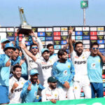 The Pakistan Cricket team celebrate to win the last match as well as the series by 1-2 against England Cricket team at Rawalpindi Cricket Stadium