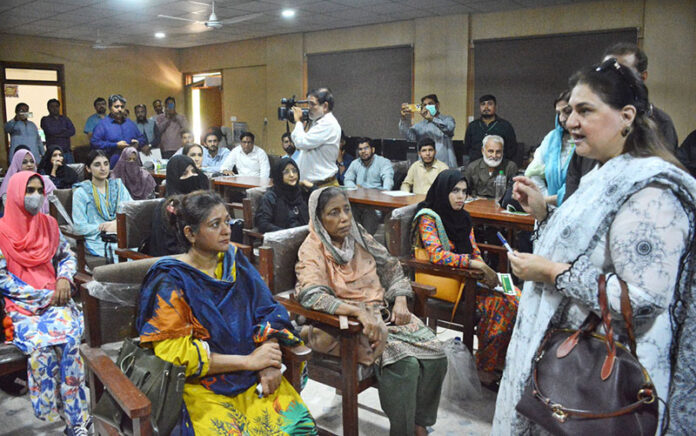 Chairperson Benazir Income Support Programme Rubina Khalid visiting various departments of Staff Training Academy STEVTA Government of Sindh North Karachi