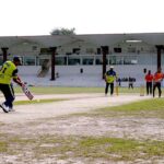 Players in action during the Media Cricket League (MCL) match between PPC Stars and PPC Darwesh at Col. Sher Khan Stadium, Peshawar