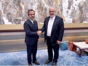 Federal Minister for Power Sardar Awais Ahmed Khan meets with Iranian Energy Minister Abbas Ali Abadi on the sidelines of the 3rd Belt & Road Ministerial Conference in Qingdao, China
