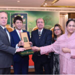 Deputy Head of Malaysian High Commission Mohammad Sayafik Firdaus giving away "Leaders in Sustainability Awards" to the sustainable development champions, organized by Devcom-Pakistan