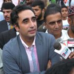 Chairman PPP Bilal Bhutto Zardari talking to the media at Polo Ground
