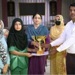 Principal Government Graduate College for Girls Chandni Chowk Dr. Safana Shaheen and Director Sports Education Board Roshan Zameer awarding winner trophy of Intercollegiate Table-Tennis Tournament organized by Sargodha Education Board at Government Graduate College for Girls, Chandni Chowk
