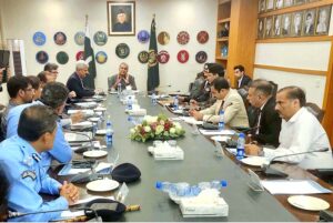 Federal Minister for Interior Mohsin Naqvi chairing a meeting regarding preparation of SCO Summit.