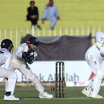 England player Ben Duckett in action during the second day and last cricket Test match between Pakistan and England at Pindi Cricket Stadium in twin cities