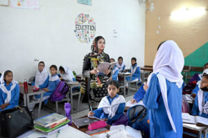 A teacher performing her duty at a local school as world celebrates the World teacher’s Day, also known as International Teachers Day. It commemorates the signing of the 1966 UNESCO/ILO Teachers. According to UNESCO, World Teachers' Day represents a significant token on the awareness, understanding and appreciation displayed for the vital contribution that teachers make to education and development.