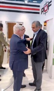 Federal Minister for Interior Mohsin Naqvi shaking hands with Azerbaijan's Minister of State for Interior Aliyev Ismat Rashid in Istanbul on October 24, 2024