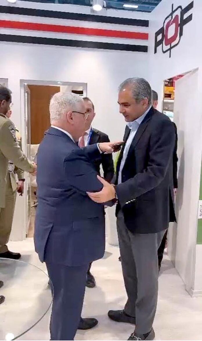 Federal Minister for Interior Mohsin Naqvi shaking hands with Azerbaijan's Minister of State for Interior Aliyev Ismat Rashid in Istanbul on October 24, 2024