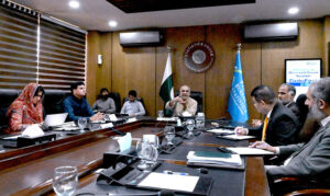 Chief Statistician of Pakistan Bureau of Statistics, Dr. Naeem Uz Zafar (SI), addresses the media during the 'Data Fest 2024' meet and greet session at the PBS conference room in Federal Capital.