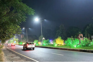 Colorful lights illuminate the plants along the green belt, adding to the elegance of the Federal Capital as it prepares for the 23rd Shanghai Cooperation Organization (SCO) Summit