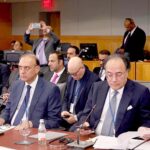 Federal Minister for Finance and Revenue Senator Muhammad Aurangzeb, accompanied by the Governor State Bank of Pakistan, attends the meeting of Managing Director IMF with Finance Ministers, Central Bank Governors, and Heads of Regional Financial Institutions of the Middle East, North Africa, Afghanistan, and Pakistan (MENAP)