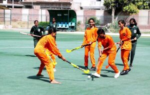 Yazman and Hasilpur girls teams perfom their talent and teamwork in a match at the Annual Sports Gala 2024, hosted at Bahawalpur Stadium.