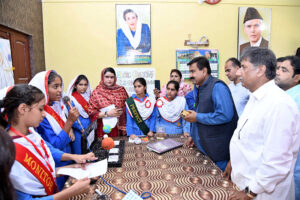 Students are performing during a function at Govt Girls High School Little Folks Jinnah Bagh