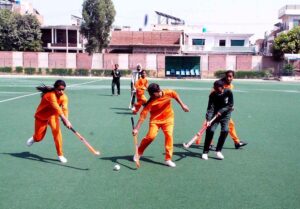 Yazman and Hasilpur girls teams perfom their talent and teamwork in a match at the Annual Sports Gala 2024, hosted at Bahawalpur Stadium.