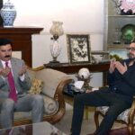 The Governor of KP, Faisal Karim Kundi is condoling the death of former Member of National Assembly Humair Hayat Khan Rokhri at the residence with family member Adil Abdullah Rokhri