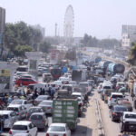 The University Road on Saturday became a nightmare for commuters as hundreds of vehicles got stuck in a traffic jam near old Sabzi Mandi