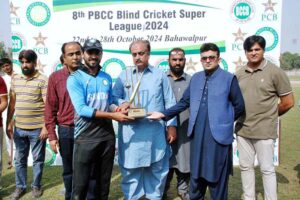 Sindh vs Punjab Blind cricket Teams playing final cricket match at PBCC Blind Cricket Super League 2024