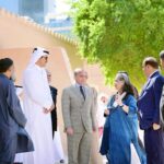 Prime Minister Muhammad Shehbaz Sharif, The Amir of Qatar, Shiekh Tamim Bin Hamad Al-Thani and his sister and Chairperson of Qatar Museums, Sheikha Al-Mayassa bint Hamad bin Khalifa al-Thani visit the gallery of Pakistani artworks titled "Manzar: Art and Architecture of Pakistan from 1940s to Today" in the National Museum of Qatar