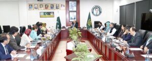 Secretary Benazir Income Support Programme (BISP), Amer Ali Ahmad, briefs the delegation of officers from the 36th Senior Management Course (SMC) of the National Institute of Management (NIM), on BISP initiatives.