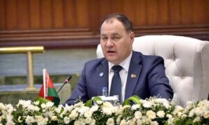 Prime Minister of Belarus, Roman Jolovchenko addresses the 23rd SCO Council of Heads of Governments Meeting.