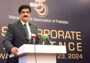 Sindh Chief Minister Syed Murad Ali Shah addressing at the 39th Corporate Excellence Awards presentation by Management Association of Pakistan (MAP)