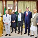 Prime Minister Muhammad Shehbaz Sharif, Minister for Investment of the Kingdom of Saudi Arabia Engineer Khalid bin Abdulaziz Al-Falih and Advisor at the Saudi Royal Court Mohammad Bin Mazyad Al-Tuwaijri in a joint press conference on the sidelines of the 8th Future Investment Initiative Conference