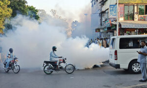 A view of anti dengue spray initiative by the Health Department at Aabpara as a response to the rise in dengue cases in the Twin Cities.