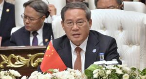 Prime Minister of China, Li Qiang addresses the 23rd SCO Council of Heads of Governments Meeting.