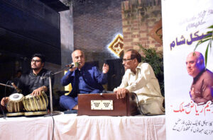 Famous classical singer Nadeem Riaz Malik performs in his Hammam Delhi Gate under Wazir Shahi of Walled City of Lahore Authority at Late night