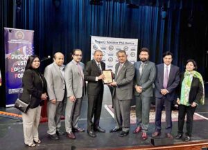 Ambassador Rizwan Saeed Sheikh along with Deputy Speaker of the New York State Assembly Phil Ramos attending screening of "Sister States: Pakistan and New York" Documentary in New York