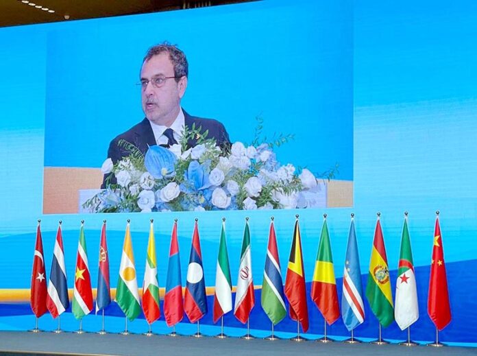 Federal Minister for Power, Sardar Awais Ahmed Khan Leghari delivers a keynote address at the opening ceremony of the 3rd Belt & Road Energy Ministerial Conference at Qingdao, China