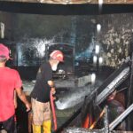 Firefighters battle to extinguish a blaze that erupted in a house on Hali Road