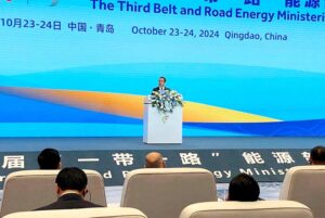 Federal Minister for Power, Sardar Awais Ahmed Khan Leghari delivers a keynote address at the opening ceremony of the 3rd Belt & Road Energy Ministerial Conference at Qingdao, China