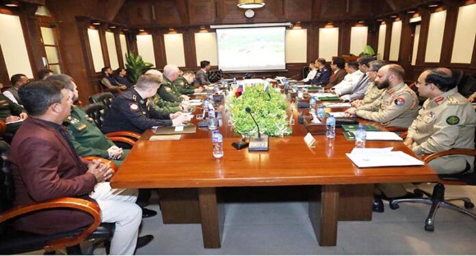 Secretary Defence, Lt Gen Muhammad Ali (Retd) and Deputy Minister of Defence of the Russian Federation, Colonel General Alexander V. Fomin, in a meeting of 5th Pak-Russia Joint Military Consultative Committee (JMCC) meeting at Ministry of Defence