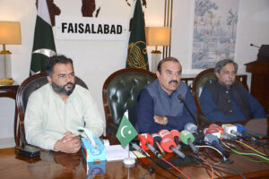 - Chairperson Punjab Chief Minister's Directorate of Inspection and Monitoring, Evaluation and Feedback Brigadier Retired Babar Alauddin is addressing the press conference in the Committee Room of the Deputy Commissioner's Office