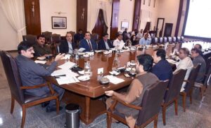 Sindh Chief Minister Syed Murad Ali Shah presides over a meeting of the school education department at CM House.