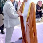 Prime Minister Muhammad Shehbaz Sharif departs from Riyadh to Doha after the completion of his two day official visit of KSA. Deputy Governor of Riyadh Region Abdulreham bin Abdulaziz seeing off Prime Minister Muhammad Shehbaz Sharif on his departure from Riyadh at King Khalid International Airport