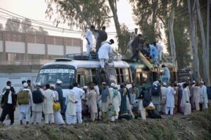 A large number of people arrives to attend three-day religious congregation during the annual Tablighi Ijtema in Raiwind in the outskirts of the city