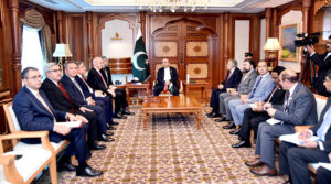 President Asif Ali Zardari and the Speaker of Turkiye's Parliament, Numan Kurtulmus, in a meeting on the sidelines of the International Forum on "Interrelation of Times and Civilizations - Basis of Peace and Development" being held in Ashgabat.