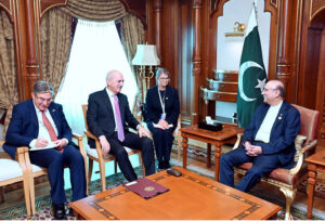 President Asif Ali Zardari and the Speaker of Turkiye's Parliament, Numan Kurtulmus, in a meeting on the sidelines of the International Forum on "Interrelation of Times and Civilizations - Basis of Peace and Development" being held in Ashgabat.