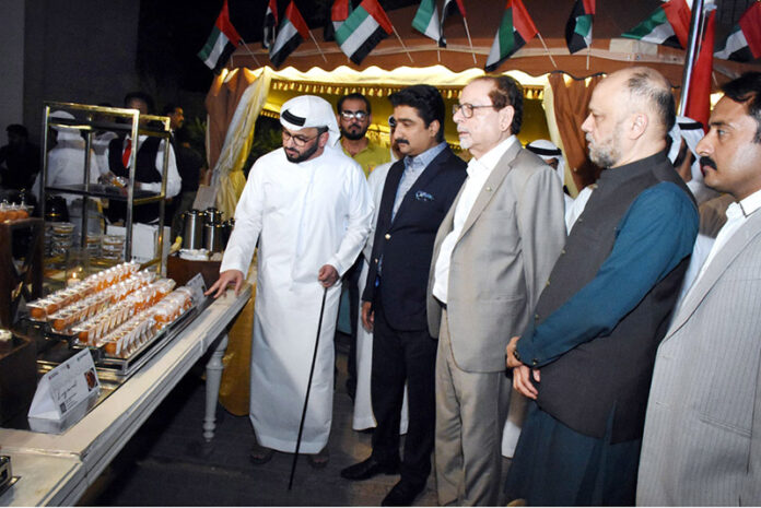 On the 29th day of the 38-day World Cultural Festival Karachi, organized by the Arts Council of Pakistan Karachi, the UAE Consul General in Syria, Dr. Provincial Minister for Culture Syed Zulfikar Ali Shah and President of the Arts Council Mohammad Ahmad Shah talking about UAE cuisine