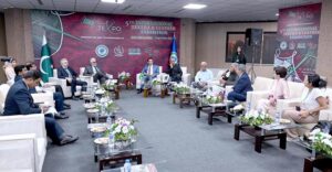 Chairman TDAP Zubair Motiwala meets with a delegation of Italian businessmen, headed by Elia Giansante, on the first day of the Fifth International Textile and Leather Exhibition (TEXPO 2024) at the Expo Center