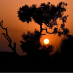 A mesmerizing view of sunset over the provincial city