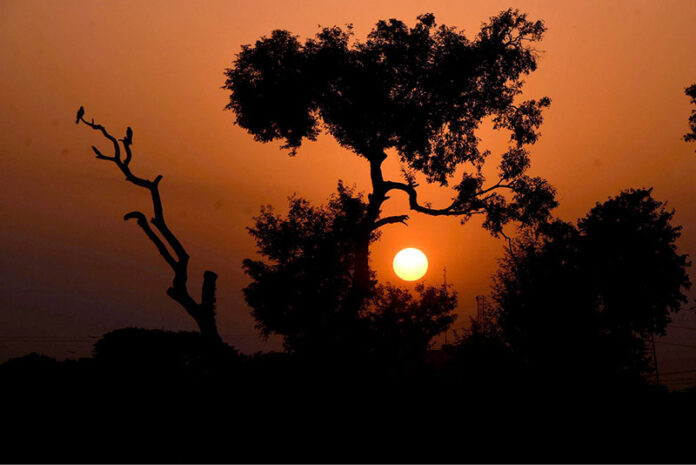 A mesmerizing view of sunset over the provincial city