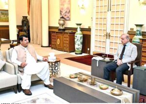 Federal Minister for Kashmir Affairs Gilgit-Baltistan, States and Frontier Regions Engineer Amir Maqam calls on Prime Minister Muhammad Shehbaz Sharif.