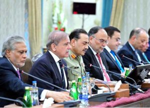 Prime Minister Muhammad Shehbaz Sharif and Chinese Premier, Li Qiang in delegation level talks.