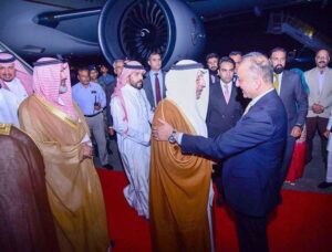 Federal Minister for Petroleum, Dr. Musadik Malik welcoming H.E. Khalid Abdulaziz Alfalih, Saudi Minister for Investment along with Saudi delegation.
