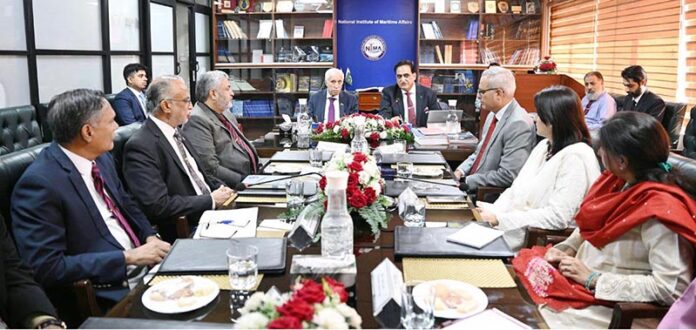 Minister for Maritime Affairs Qaiser Ahmed Shaikh is taking briefing in National Institute of Maritime Affairs